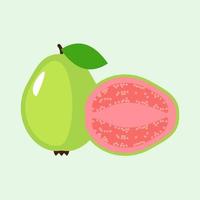 sommar tropiska frukter för hälsosam livsstil. guava, hel frukt och hälften. vektor illustration tecknad platt ikon isolerad på färg