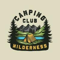 färgglada camping vildmark äventyr logotyp vektor