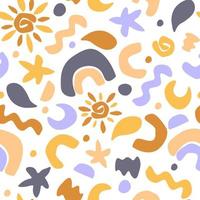 nahtloses abstraktes zeitgenössisches Muster. Blumen, Blumendruck mit Regenbogen, Sonne, Monat. Vektorgrafiken. vektor