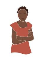 abstraktes Porträt einer jungen Afrikanerin mit auf der Brust verschränkten Armen. Vektorgrafiken. vektor