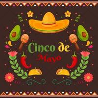 flacher cinco de mayo mexikanischer feiertagsfeierhintergrund vektor