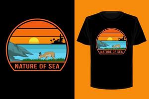 naturen av havet retro vintage t-shirt design vektor