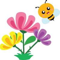 Blumen- und Bienennaturvektorcliparts vektor