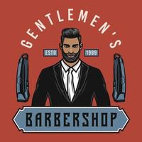 Gentlemen Barbershop-Emblem mit Clippers vektor