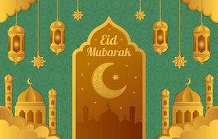 glücklicher eid mubarak grußhintergrund vektor