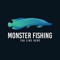 monster fisk gradient logotyp vektor