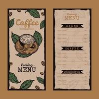 vintage kaffe restaurang meny mall handritad design vektor