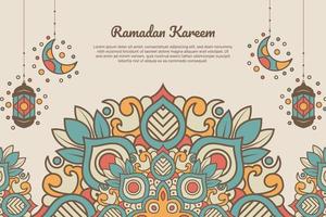 vintage hintergrund ramadan mit mandala baner laterne grußkarte. - Vektor. vektor