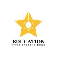 stjärna och glödlampa ikon för utbildning logotyp vektor
