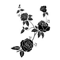 Silhouette schwarze Rose Blume Dekoration Vektor