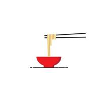 japansk mat ramen nudlar med skål och ätpinnar logotyp vektor ikon symbol illustration design