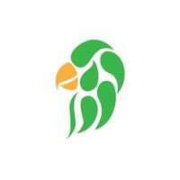 gröna blad papegoja på huvudet logotyp design vektor ikon illustration grafisk kreativ idé
