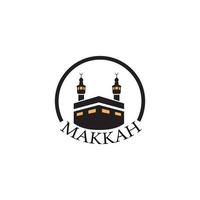 mekka logo islamische kaaba mit kreisvektor symbol symbol illustration design
