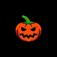 halloween pumpa med svart bakgrund vektor design logotyp