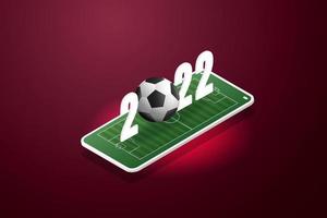 Fußballspiele 2022 auf dem Smartphone-Bildschirm. vektor