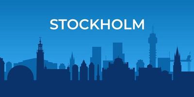 horisontella banner stockholm. stockholms skyline i blått, sverige. vektor
