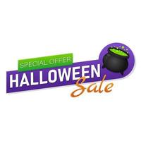 Happy Halloween Sale Banner oder Einladung. der Hexenkessel. vektor