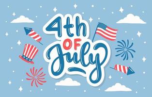 glad självständighetsdagen 4 juli med amerikansk flaggbakgrund