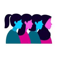 typer av frisyrer och hijab för kvinnor. långt hår, kort hår, hästsvans och en huvudduk. ikoner vektor illustration