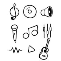 handritad doodle musik relaterad ikon illustration vektor isolerade