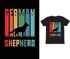 Vintage Deutscher Schäferhund T-Shirt Vorlagendesign. vektor