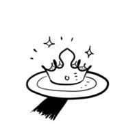 handritad doodle serverar krona på bricka symbol för exklusiv service ikon illustration vektor