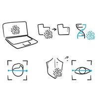 handritad doodle biometrisk autentisering relaterad illustration ikon isolerade vektor