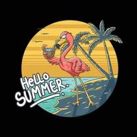 Flamingo-Surfen Sommer am Strand bringt Surfbrett vektor
