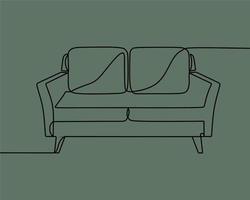kontinuerlig linjeteckning på soffan vektor
