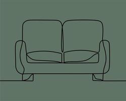 kontinuerlig linjeteckning på soffan vektor