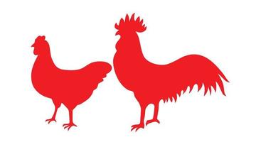 Silhouetten von Hühnern und Hähnen