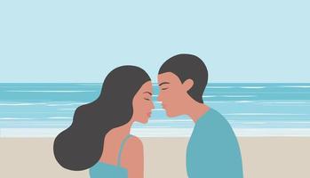 älskande par på stranden sommar bakgrund vektor
