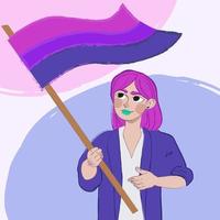 Hbt-illustration bisexuell tjej med flaggstång vektor