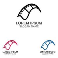 Film-Logo-Design-Vorlage Vektor isoliert Abbildung weißen Hintergrund