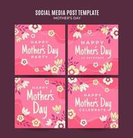 Happy Mother's Day Retro-Webbanner für Social Media Square Poster, Banner, Space Area und Hintergrund vektor