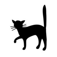 Silhouette einer Katze oder eines Kätzchens. vektorisolierte silhouette einer katze, logo, druck, dekorativer aufkleber vektor