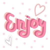 Girly Hearts Clipart mit Enjoy-Schriftzug-Vektor-Illustration