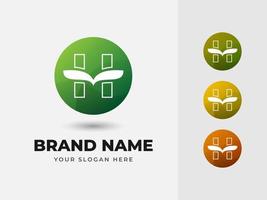 Buchstabe h abstraktes Alphabet natürliches grünes Blatt Vektor-Logo-Design