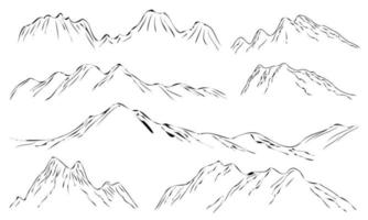bergstopp svart och vitt, vintage berg ikon logotyp vektor