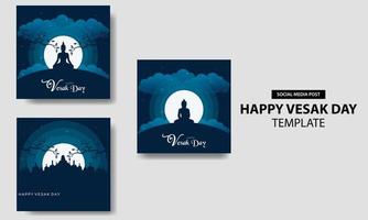 happy vesak day sociala medier mallpaket vektor