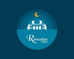 ramadan kareem med moskén platt illustration vektor