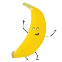 lustiger süßer Bananencharakter. Obst Charaktere. Illustration. flache gelbe banane der lächelnden karikatur vektor