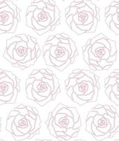 nahtloses muster der rosa rosen. rosafarbener Umriss auf weißem Hintergrund. handgezeichnete monochrome Vektorillustration. vektor