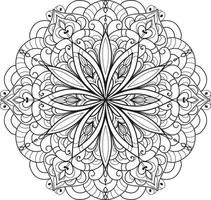 Schwarz-Weiß-Kreis-Mandala-Blume kostenloser Vektor