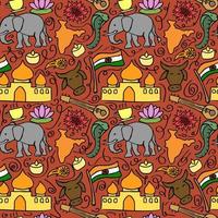 farbiges nahtloses Muster mit indischen Ikonen des Gekritzels. indische Vektorsymbole. Sie können dies als Hintergrund für eine Hochzeitskarte oder einen Gruß verwenden vektor