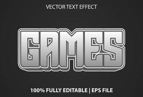Spieletexteffekt auf schwarzem und silbernem Hintergrund. vektor
