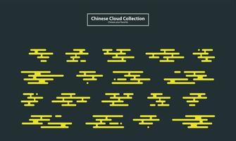 moderne chinesische wolkenaufkleber tags bunte elementvektorsammlung flaches abzeichenset clipart-etikett
