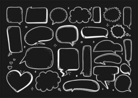 Comic-Sprechblase handgezeichnet auf schwarzem Hintergrund im Stil einer Doodle-Vektorillustration Bubble-Chat, Nachrichtenelement. vektor
