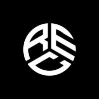 Rec-Brief-Logo-Design auf schwarzem Hintergrund. rec kreative Initialen schreiben Logo-Konzept. Rec-Briefgestaltung. vektor