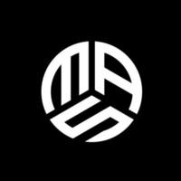 Printmas-Brief-Logo-Design auf schwarzem Hintergrund. mas kreative Initialen schreiben Logo-Konzept. mas Briefgestaltung. vektor